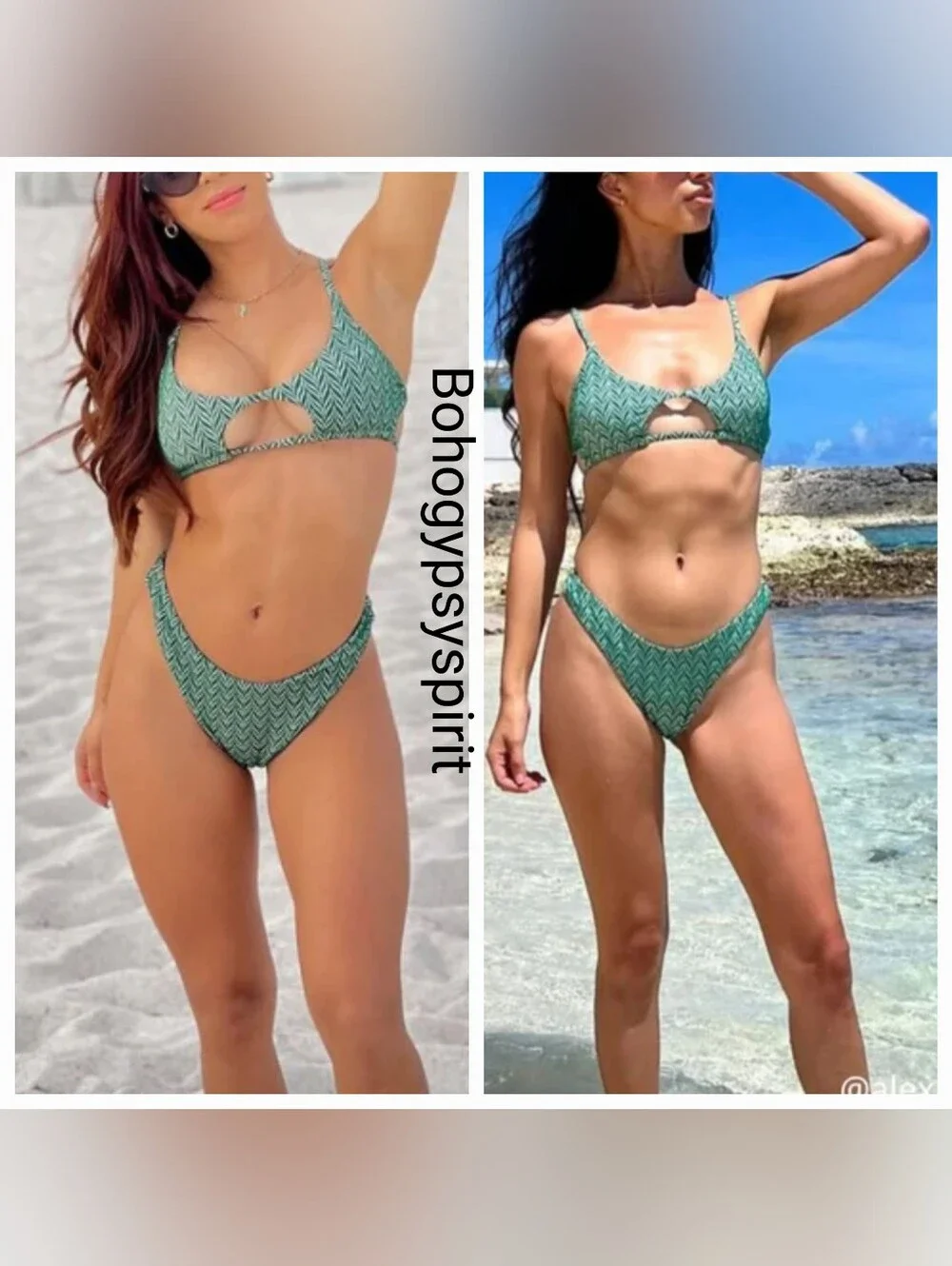 $87 Berlook Green Geometric Cut Out Bikini Set